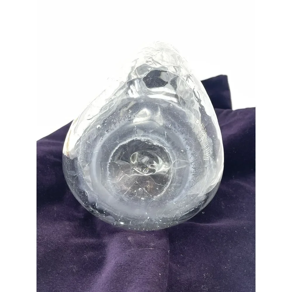 MCM Vintage Blenko #49 Clear Crackle Pinched Glass Decanter **No Stopper**